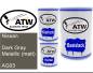 Preview: Nissan, Dark Gray Metallic (matt), AG03: 500ml Lackdose + 500ml Klarlack + 250ml Härter - Set, von ATW Autoteile West.